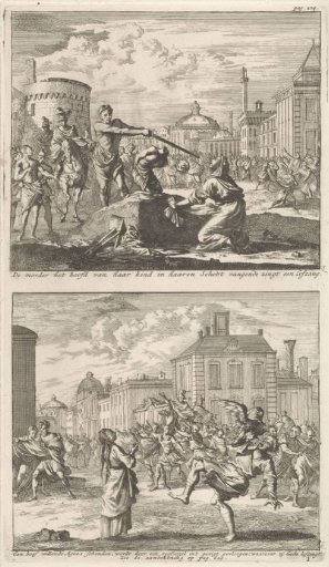 Beheading of a Christian in Rome and Saint Agnes being protected by a bird