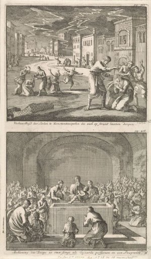 Inhabitants of Constantinople Having Themselves Baptized in the Street and the Baptism of the Elderly and the Young in the Church