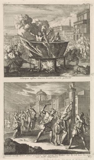 Saint Eulampia and Her Brother Being Boiled Alive in Oil and the Torture of Saint Rufina of Rome