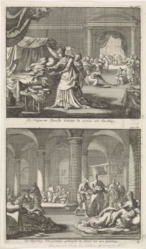 Saint Empress Flaccilla Nursing the Poor and the Sick and Saint Deogratias Caring for the Sick in the Church