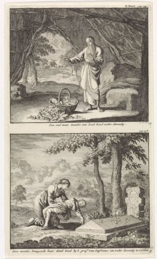 Resurrection of a dead child and a woman who brings her dead child to the grave of Saint Stephen