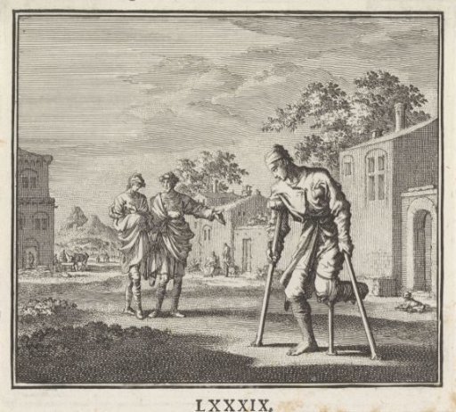 Emblem: Man with Crutches on the Street