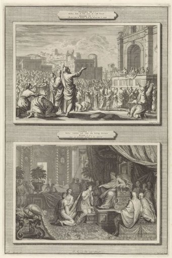 Ezra Publicly Reads the Laws of Moses and Esther before King Ahasuerus