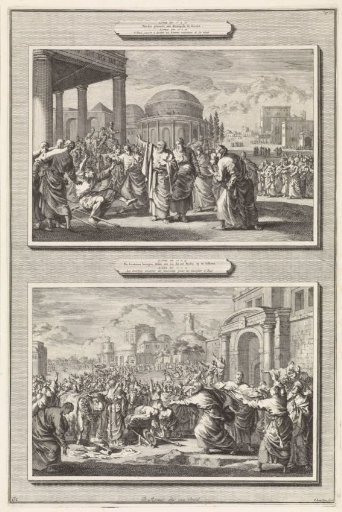 Paul Heals the Man Who Could Not Walk in Lystra and a Depiction of the Inhabitants of Lystra Wishing to Offer Oxen to the Two Apostles