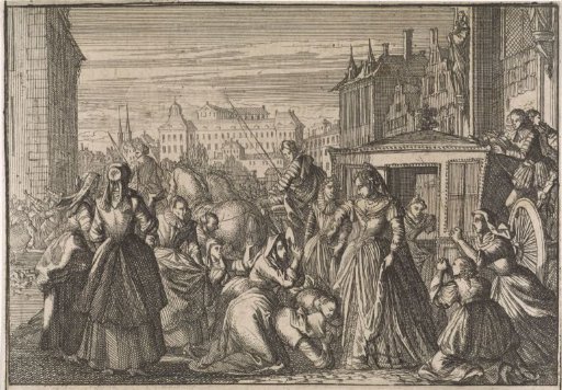 Women Kneeling in Paris Before Queen Anne and Begging Her to Lower the Taxes, 1645