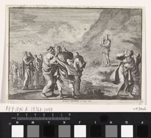 Moses receives the tablets of the Law and shows them to the people