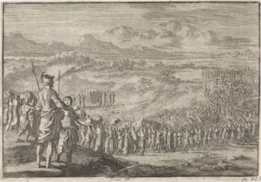 Israelites cross the dry Jordan