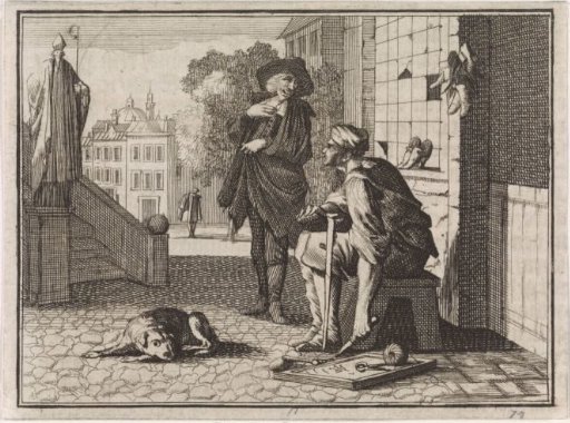 Poor shoemaker in conversation with a rich man