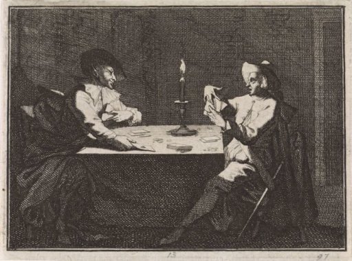 Card game between a young man and the devil