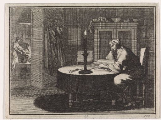 Johannes Columbinus of Siena reads by candlelight the story of Saint Mary of Egypt