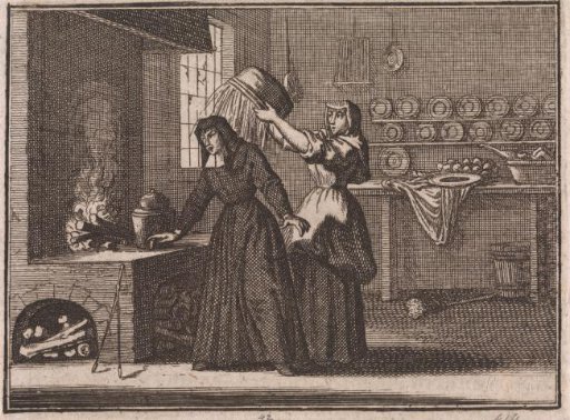 Maid throws a bucket of water over the head of a nun