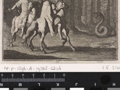 Kings of France and England are startled by a devil disguised as a snake