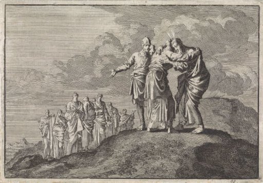 Moses takes leave of Eleazar and Joshua