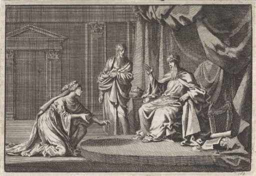 Bathsheba kneels before David