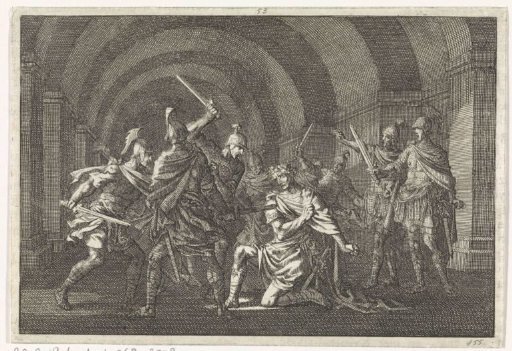 Emperor Caligula ambushed and murdered in an alcove by an armed band