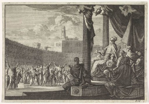 King Agrippa sees an owl above his throne