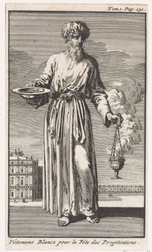 High Priest in White Liturgical Vestments Belonging to the Great Day of Atonement