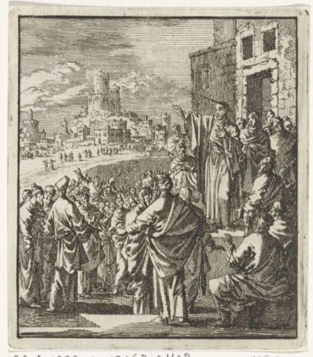 Peter Preaching on the Steps of a House