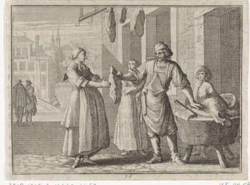 Pregnant woman receives a piece of ox meat
