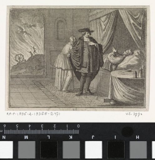 Dying man sees the flames of hell from his bed