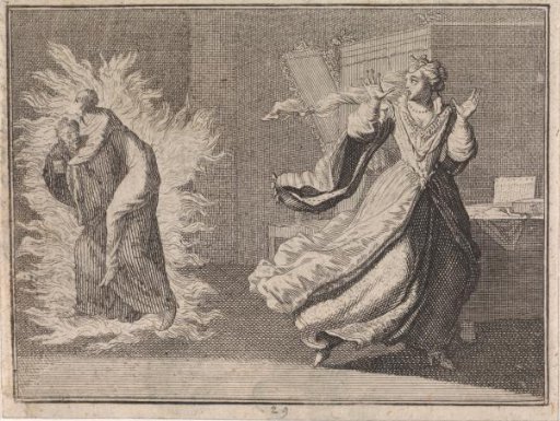 Widow sees her deceased husband and his confessor in the flames of hell