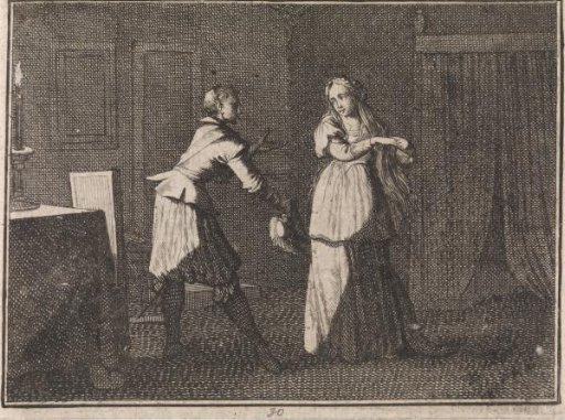 Conversation between a woman and a man by candlelight