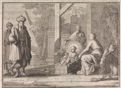 Child Christ speaks from the manger to an Oriental