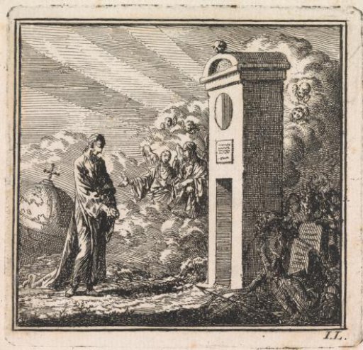 Man before the gate of the underworld