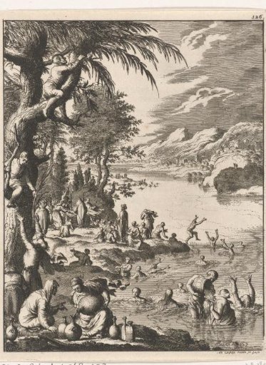 Bathing pilgrims in the Jordan