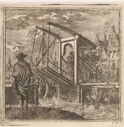 Man looking at a drawbridge