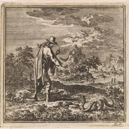 Landscape with a man warding off a snake