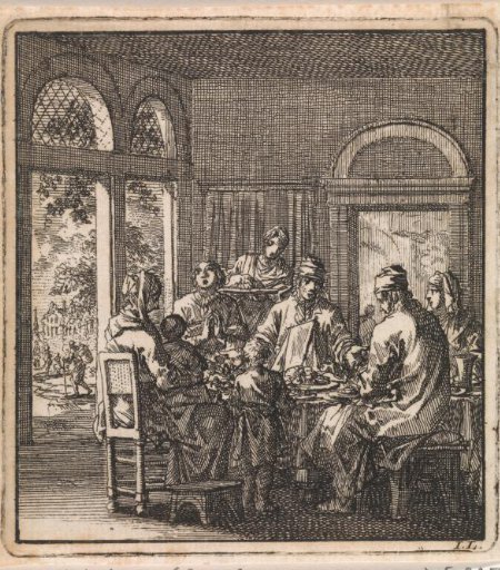 A family dining in a room