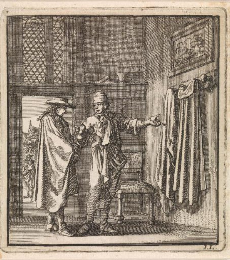 A man showing a coat rack to another man