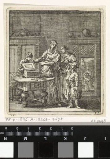 Woman showing others a tub with sulphur