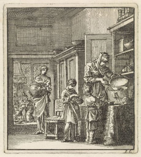 Woman giving children a snack