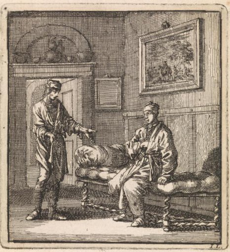 From a bench a man holds a conversation with another man