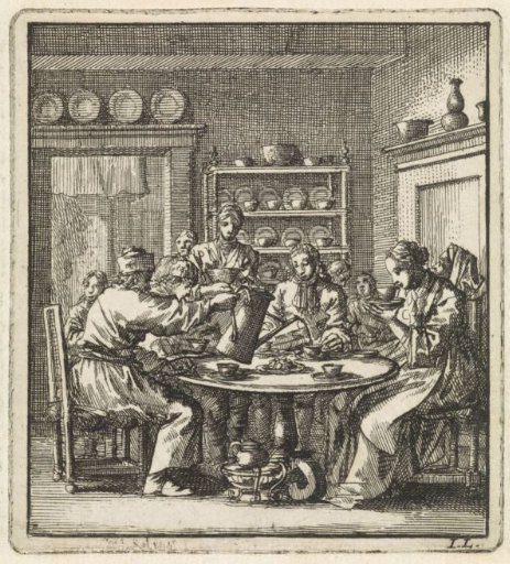 A group drinking coffee at a table