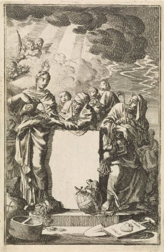 Title page of Adriaan Spinniker 'The Works and Recompense of Mercy and Unmercy' 1711