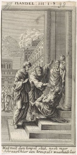 Peter and John heal a paralyzed man at the temple gate