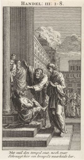 Peter and John heal a paralyzed man at the temple gate