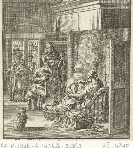 Mother with Child in Front of the Fireplace