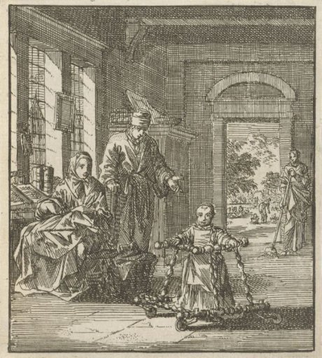 Parents Watching Their Child Learning to Walk with a Walker