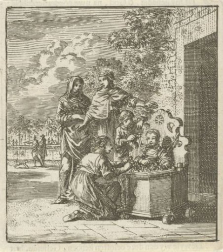 Two Children Playing with a Small Child in a Play Chair