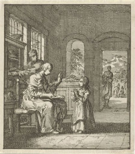 Mother teaching her child to pray