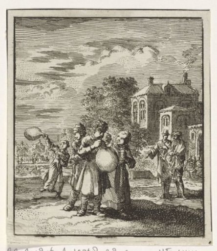 Children playing with a pig's bladder
