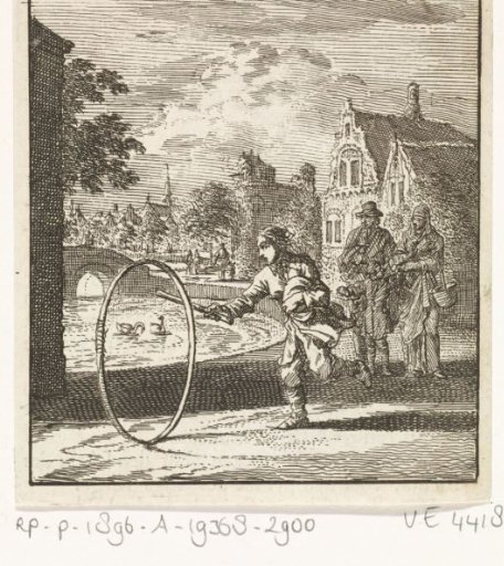 Child playing with a hoop