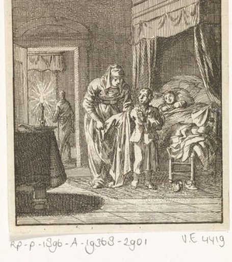 Mother putting child to bed