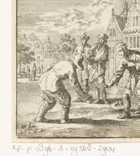 Two boys playing knucklebones