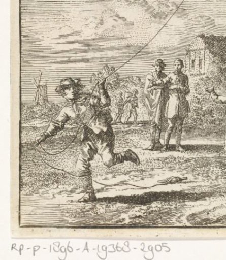 Children playing with a kite
