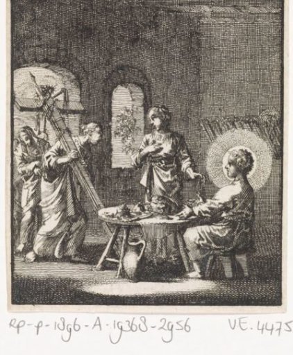 Christ and the Personified Soul are Shown the Cross Indoors